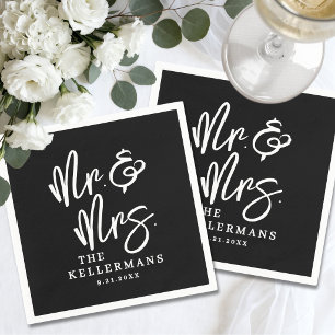 Simple Black Script Wedding Napkin