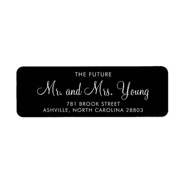 Simple Black Script Wedding Return Address (Front)