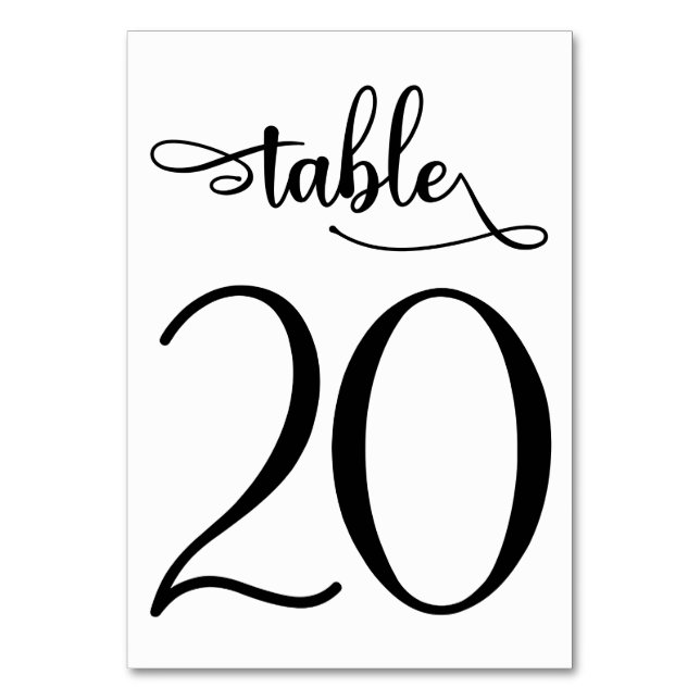 Simple black sign | 3.5x5 table number | Table 20 (Back)