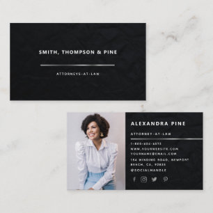 Simple Black Silver Line Corporate Photo Business Business Card