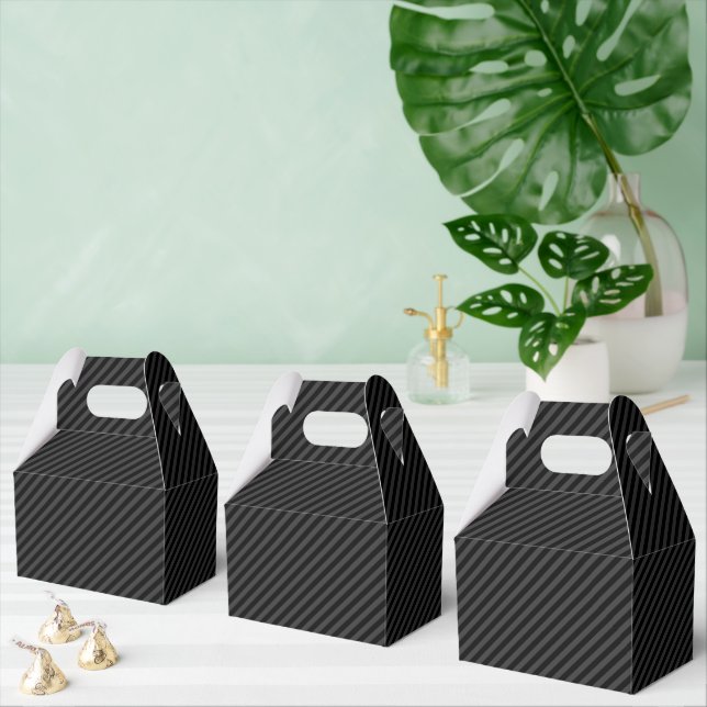 Simple Black & Smoky Black Narrow Diagonal Stripes Favour Box (Multiple)