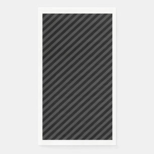 Simple Black & Smoky Black Narrow Diagonal Stripes Napkin
