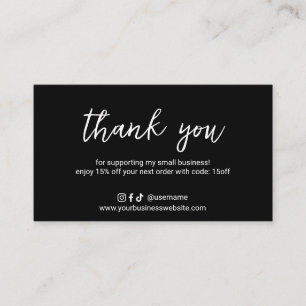 Simple Black Social Media Icons Elegant Modern Discount Card