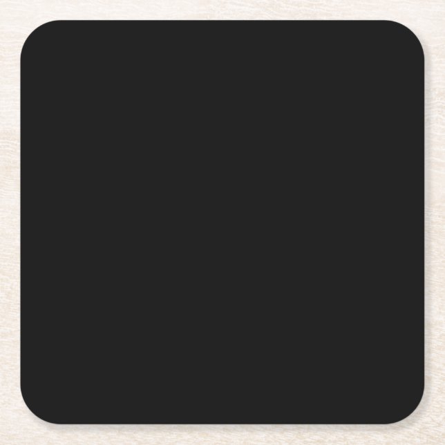 Simple Black Solid Colour Square Paper Coaster (Front)