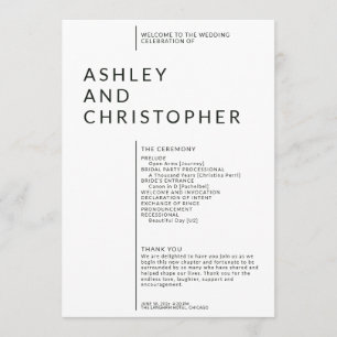 Simple Black Split Margin Wedding Ceremony Programme