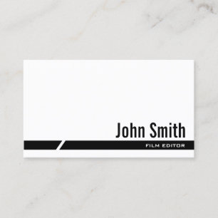 Simple Black Stripe Film Editor Business Card