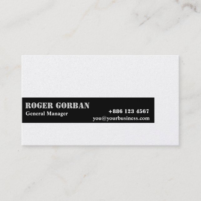 Simple Black Stripe on White Generic Business Card (Front)