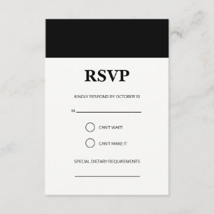 Simple black stripe RSVP card