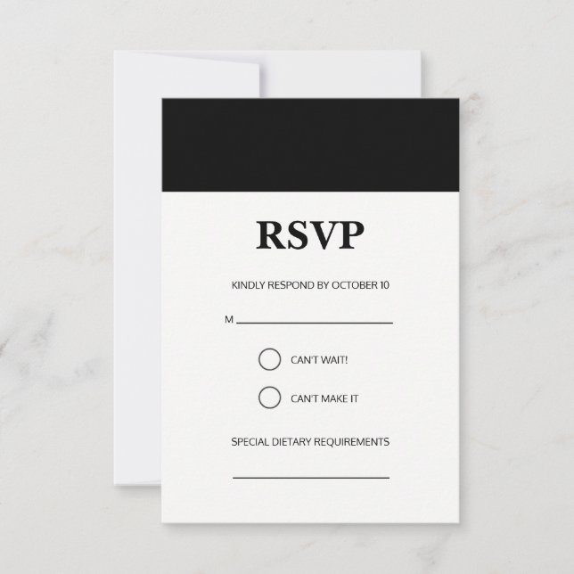 Simple black stripe RSVP card (Front)