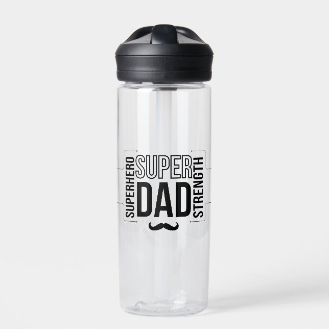 Simple Black Super Dad Kid's Water Bottle (Front)