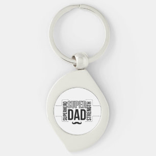 Simple Black Super Dad Metal Keychain