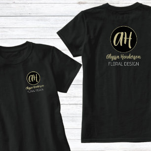 Simple Black & Tan Florist Business Logo T-Shirt