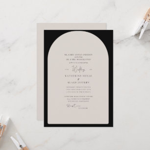 Simple Black & Tan Geometric Contemporary Wedding Invitation