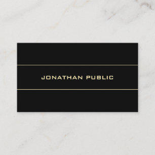 Simple Black Template Gold Text Trendy Modern Business Card
