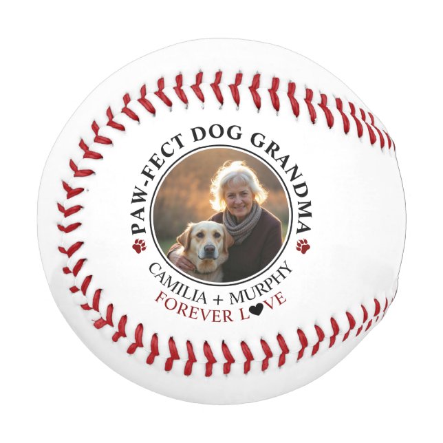 Simple Black Text Funny Dog Grandma Photo Baseball (Front Left)