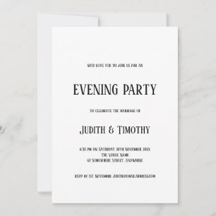 Simple Black Text White Any Colour Evening Party Invitation