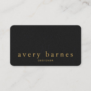 Simple Black Textured Leather Look Professional Business Card