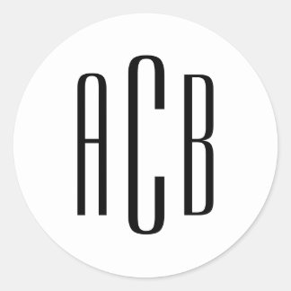 Simple Black Three Letter Monogram Classic Round Sticker