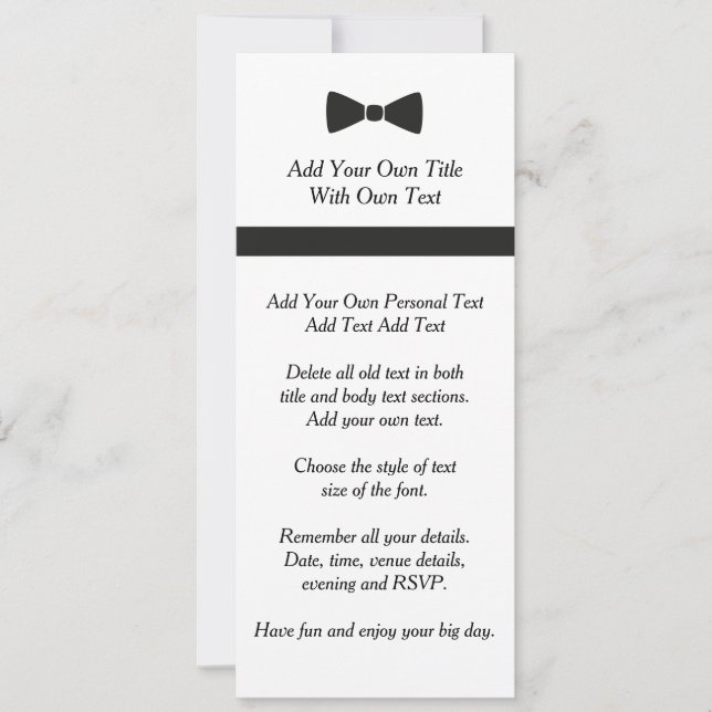 Simple Black Tie Bow Tie Invitation (Front)
