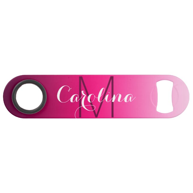 Simple Black to Pink Gradient Monogram (Front (Horizontal))