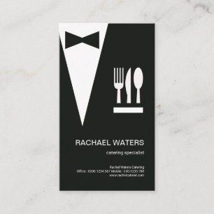 Simple Black Tuxedo Creative Waiter Catering Business Card