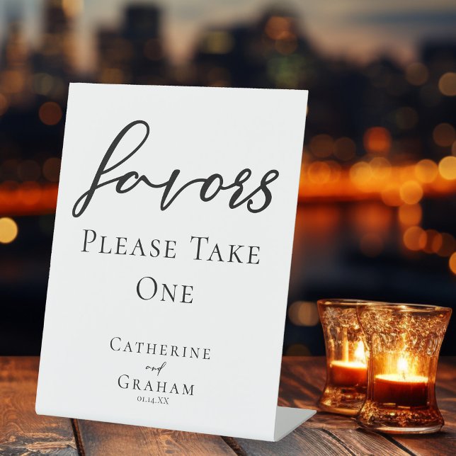 Simple Black Typography Take One Wedding Favours Pedestal Sign (Creator Uploaded)