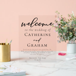 Simple Black Typography Welcome to Our Wedding Acrylic Sign