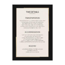 Simple Black Wedding Details  Enclosure Card
