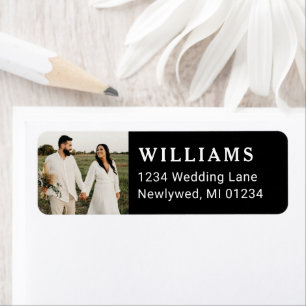Simple Black Wedding Photo Return Address