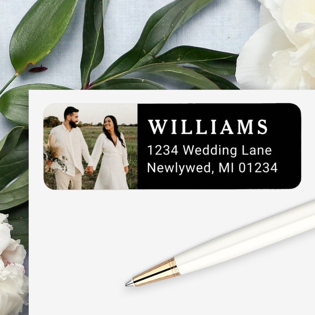 Simple Black Wedding Photo Return Address (Creator Uploaded)