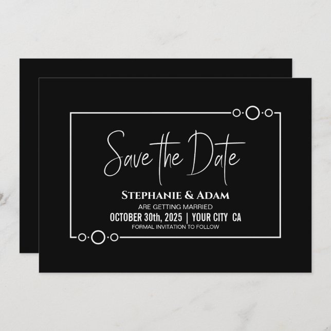 Simple Black Wedding Save the Date (Front/Back)