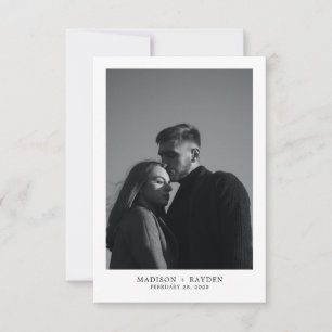 Simple Black Wedding Thank you Card with Photo