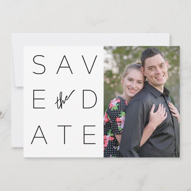 Simple Black & White 2 Photo Save the Date (Front)
