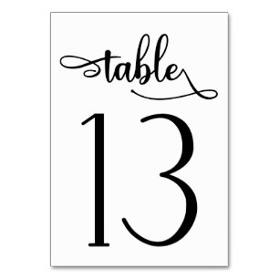 Simple black white 3.5x5 table number   Table 13