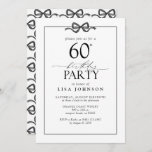 Simple Black & White 60th Birthday Party Bow Invitation<br><div class="desc">Introducing our Simple Black & White 60th Birthday Party Bow Invitation, a timeless and elegant choice for celebrating a milestone occasion. With its classic black and white colour scheme and adorned with a sophisticated bow, this invitation exudes sophistication and charm, setting the perfect tone for a memorable celebration. Meticulously crafted,...</div>