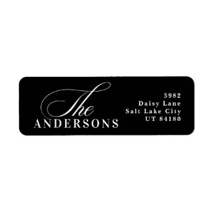 Simple Black White Address Label Christmas Holiday