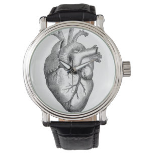 Simple Black White Anatomy Heart Illustration Watch