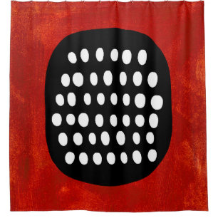 Simple Black White and Red Shower Curtain