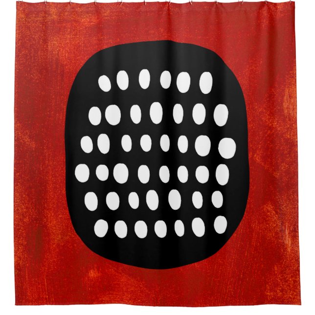 Simple Black White and Red Shower Curtain (Front)