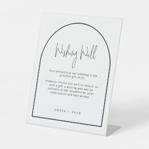 Simple Black White Arch Wedding Wishing Well Sign