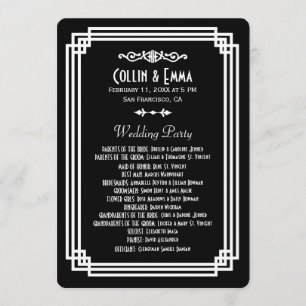 Simple Black & White Art Deco Wedding Programs Programme