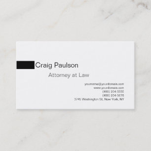 Simple Black White Attorney at Law Business Card