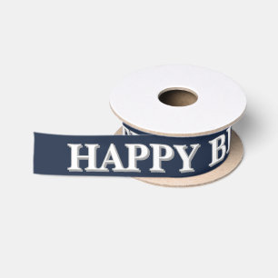 Simple Black & White Birthday Wish Satin Ribbon