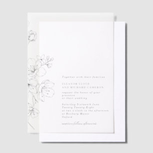 Simple Black & White Blossom Floral Wedding Vellum Invitations