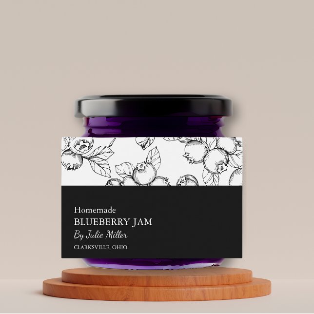Simple Black & White Blueberry Jam Label (Creator Uploaded)