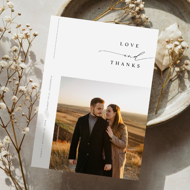 Simple Black & White Boho Photo Wedding Invitation (Creator Uploaded)