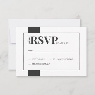 Simple black & white bold minimal wedding RSVP