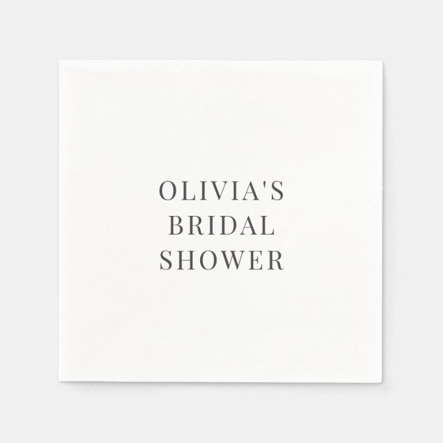 Simple Black White Bridal Shower Napkin (Front)