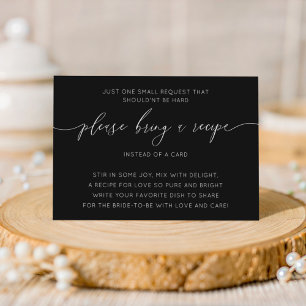 Simple Black & White Bridal Shower Recipe  Enclosure Card