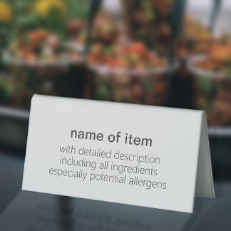 Simple Black + White Buffet Item Description Menu